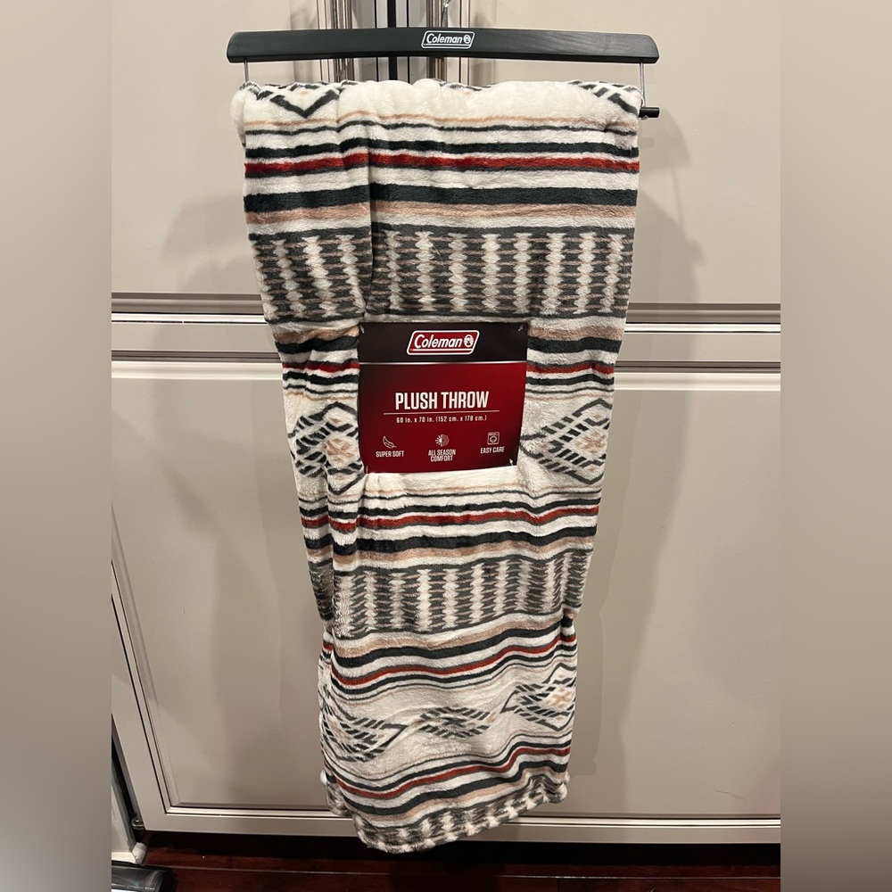 Coleman Striped Geometric Plush Throw Blanket
